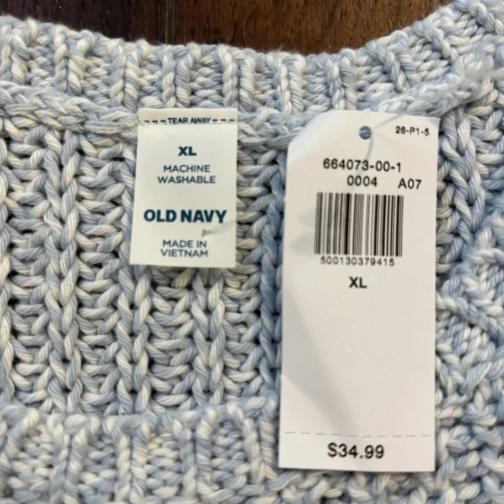 *NEW! Old Navy Light Blue Knitted Top Clean Girl Minimalist Classic 100% Cotton - Picture 2 of 7